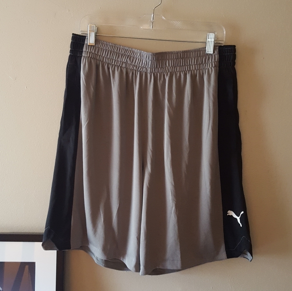 Men's Gray and Black Puma Ball Shorts